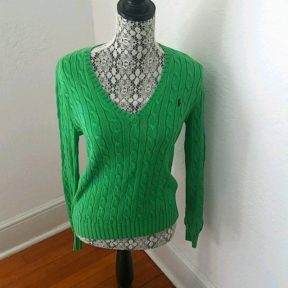 Ralph Lauren Green Knit Sweater, Size L